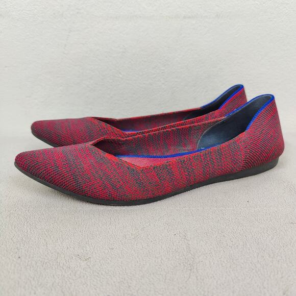 Rothy's The‎ Point Flat Womens 6 Crimson Heather Red Blue Halo Slip On Shoes - Picture 5 of 11